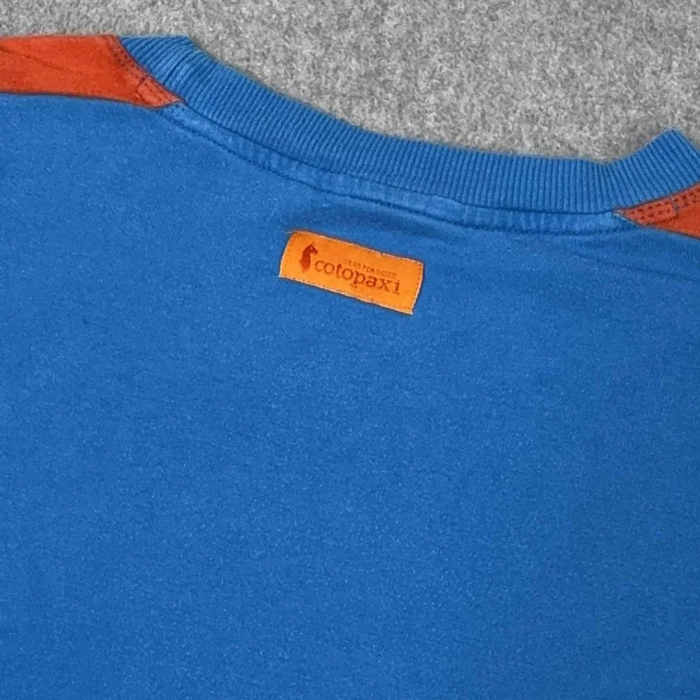 Cotopaxi Bandera Sweatshirt Crewneck Men's Large Blue Colorblock Organic LOGO‎